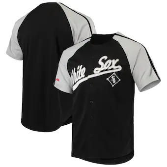 mens stitches black chicago white sox button down raglan re